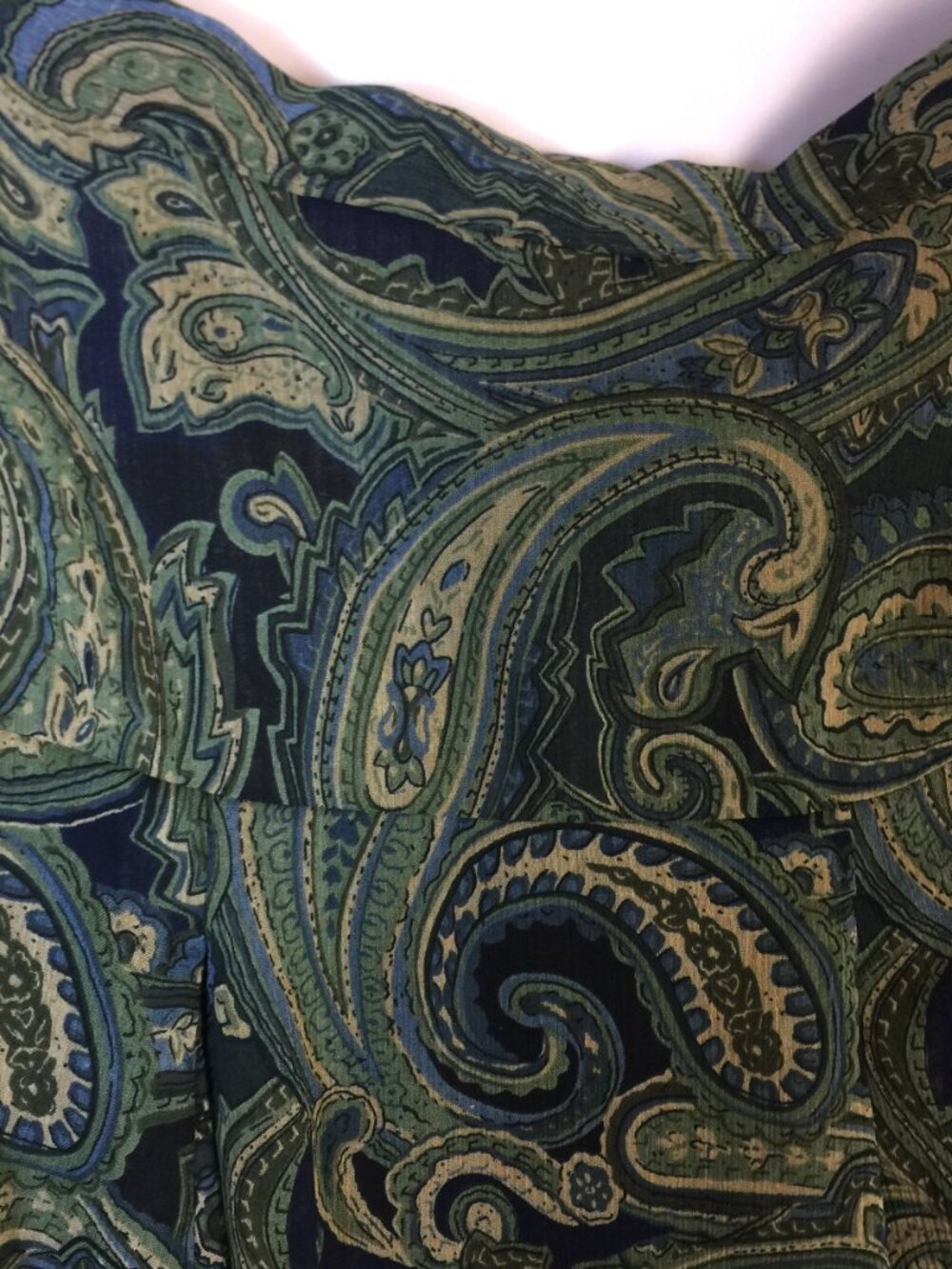 Coldwater Creek A-line Midi Skirt Size L Womans Green Blue Paisley Pleated Boho - Picture 15 of 15